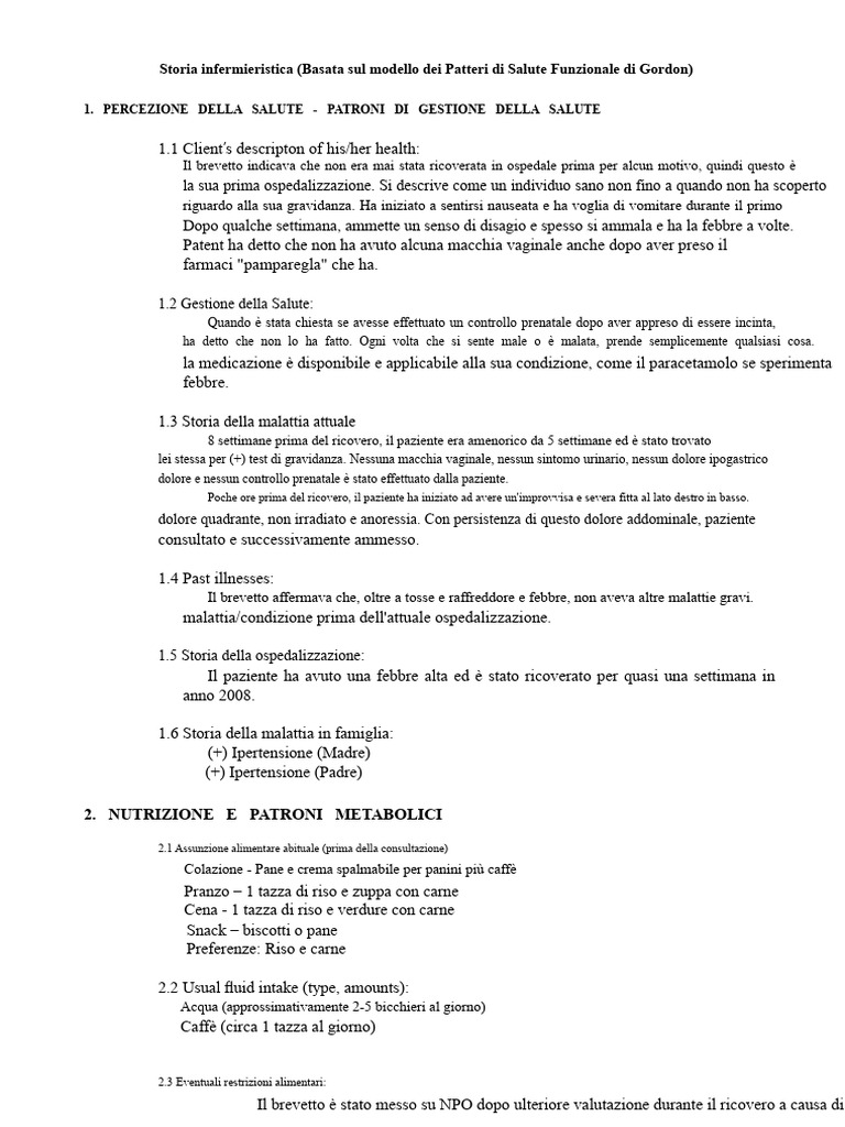 Modelli Di Salute Funzionale Di Gordon | PDF
