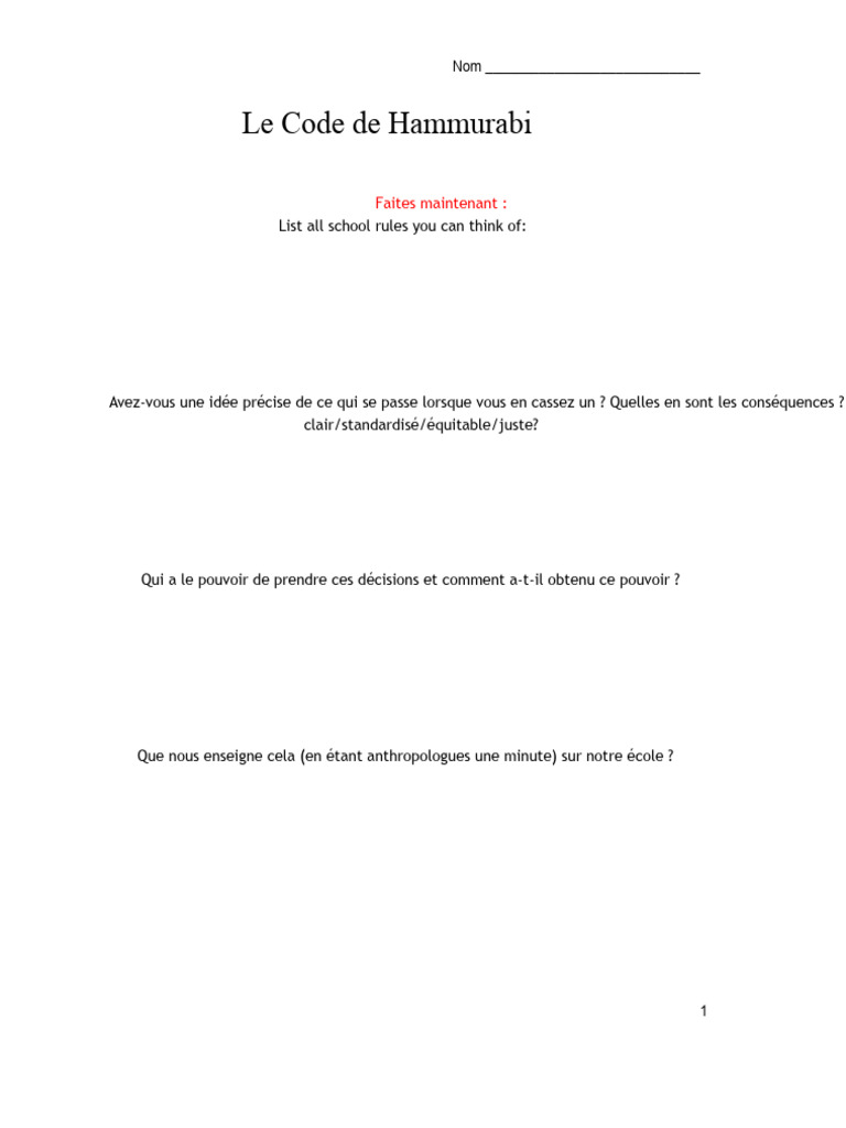 Comprendre le Code de Hammurabi | PDF | Hammurabi | Babylone