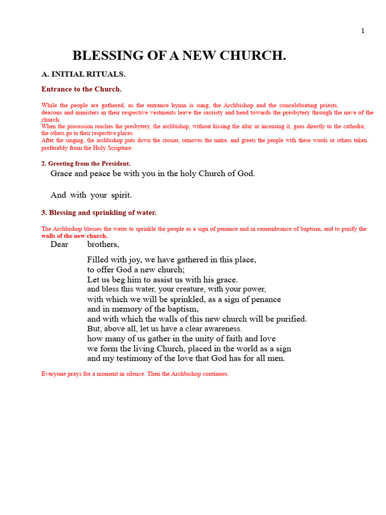 New Church Blessing Ceremony Guide | PDF | Altar | Eucharist