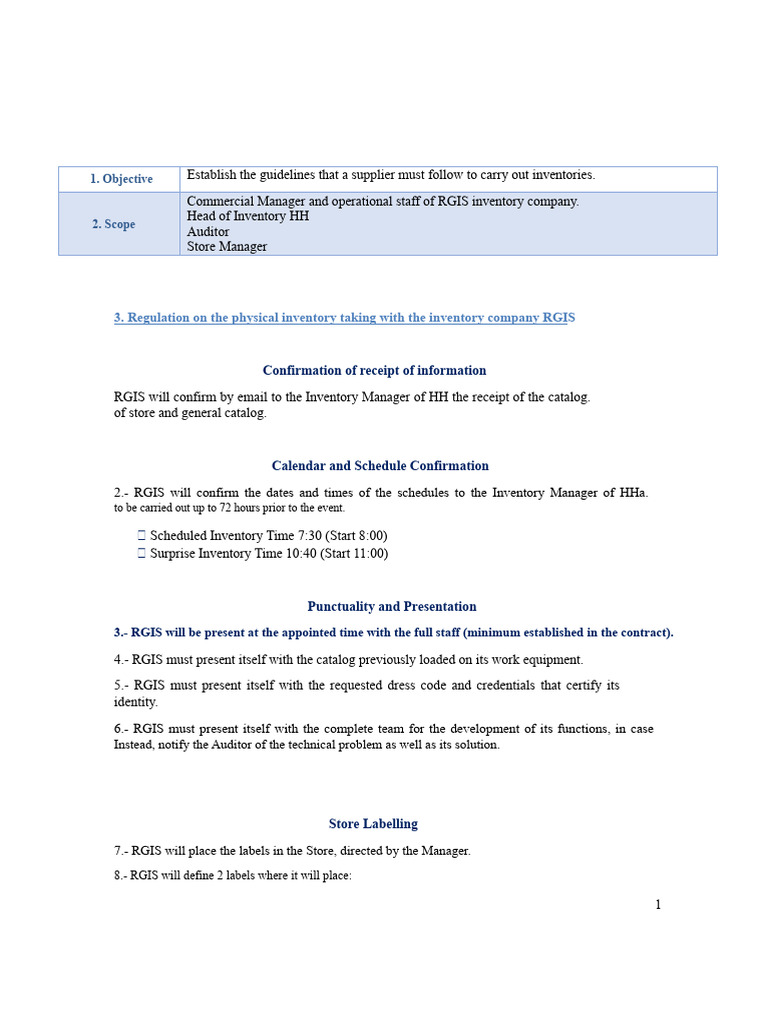 Supplier Inventory Guidelines for RGIS | PDF