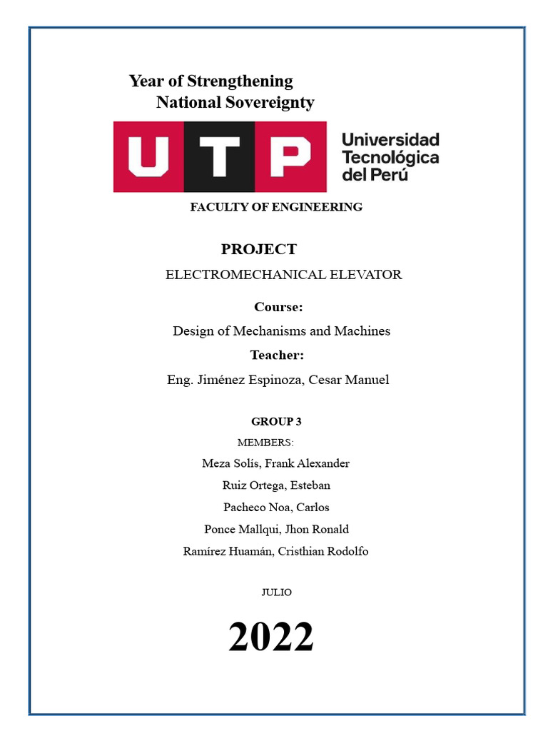 Electromechanical Elevator Design Project | PDF | Elevator | Power ...