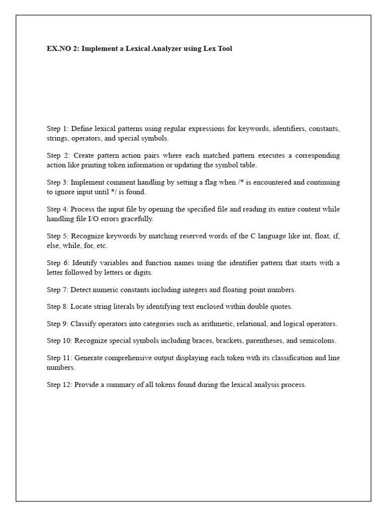 Lexical Analyzer Implementation with LEX | PDF | Software Development ...