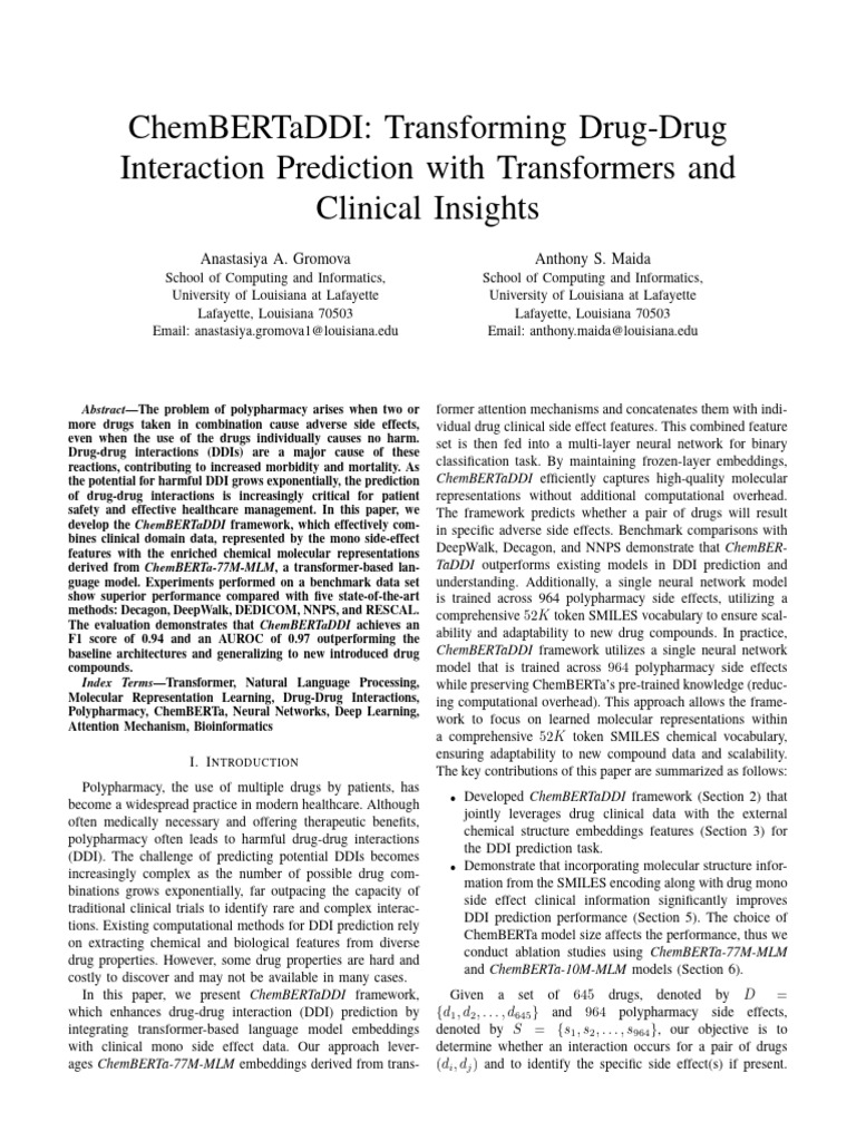 ChemBERTaDDI: Advanced DDI Prediction | PDF | Principal Component ...