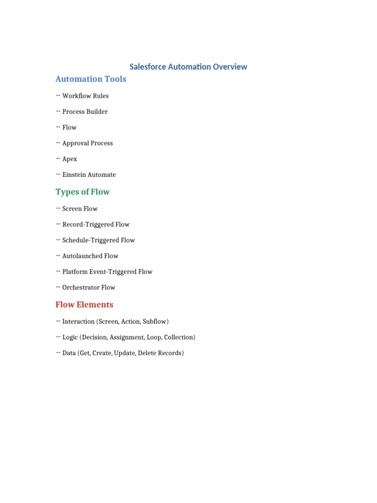 Salesforce Automation Tools Overview | PDF