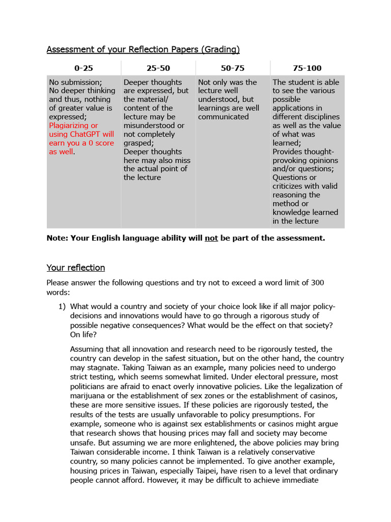 Reflection Paper Template - Week 5 | PDF | Thought | Cognition