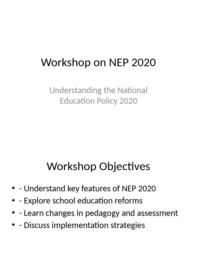 NEP 2020 Workshop | PDF