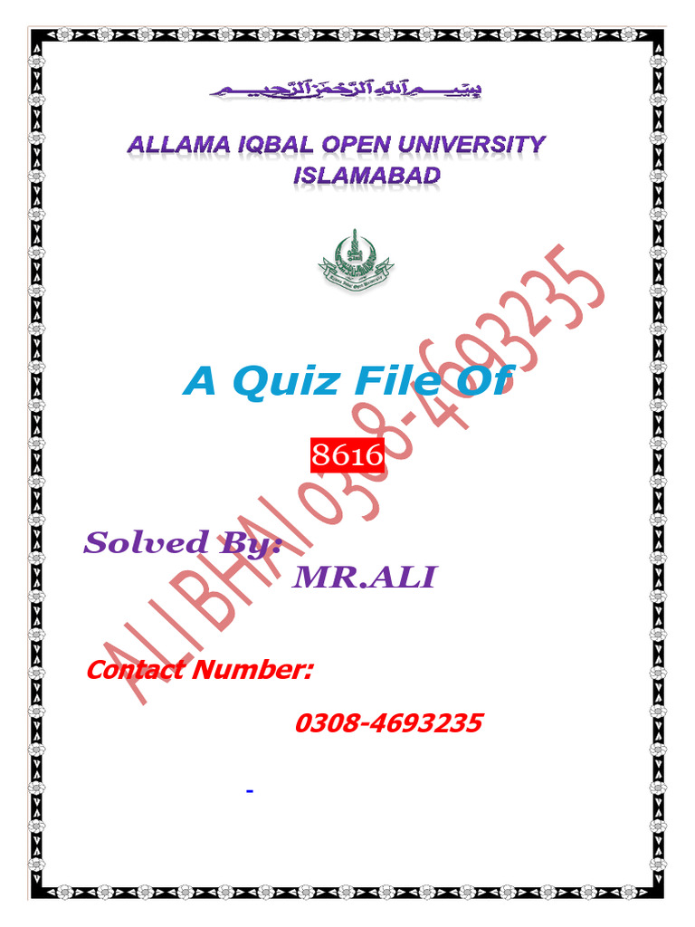 8616 Quiz File by ALI | PDF | Teachers | Educational Assessment
