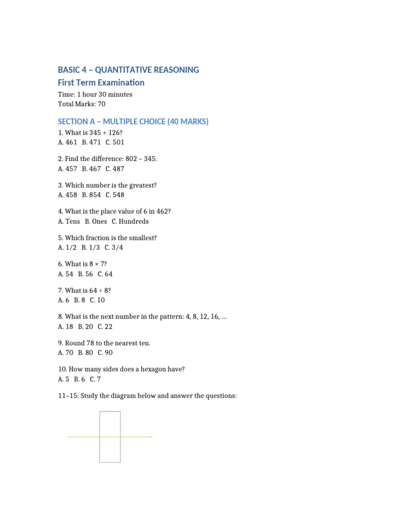 Basic 4 Quantitative Reasoning Exam | PDF