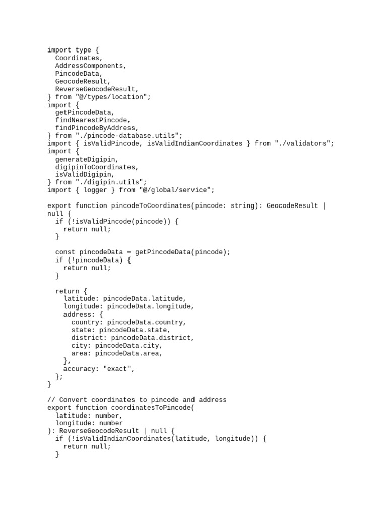 Pincode and Digipin Conversion Functions | PDF | Geodesy | Cartography
