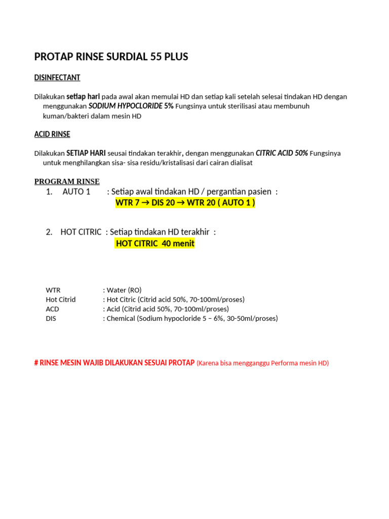 Protap Rinse Mesin HD Surdial 55 Plus | PDF