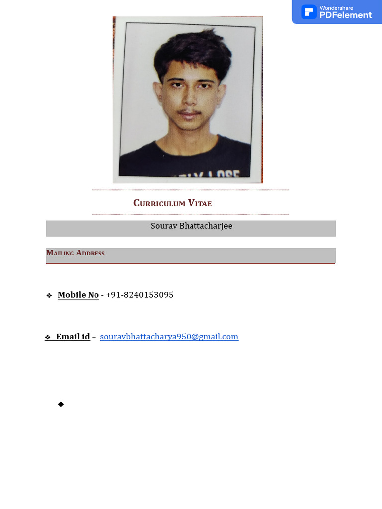 ICU and Cardio Nursing CV of Sourav Bhattacharjee | PDF