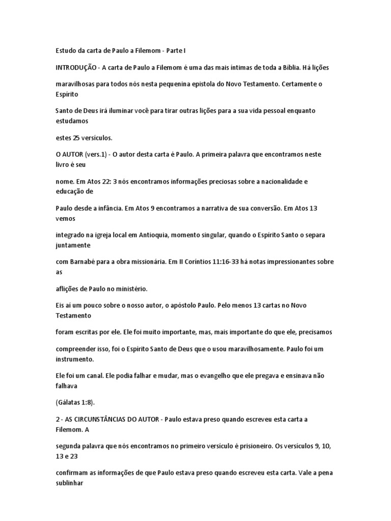 Estudo Da Carta de Paulo a Filemom Atos dos Apóstolos Apóstolo Paulo