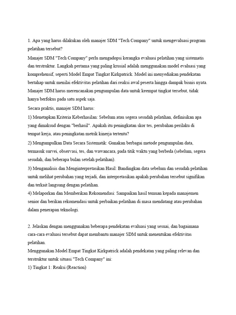 Evaluasi Efektivitas Pelatihan SDM Tech | PDF