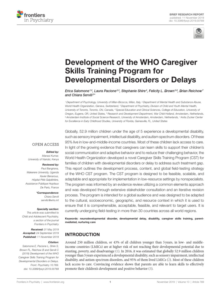 Development of The WHO Caregiver Skills Training P | PDF | Learning ...