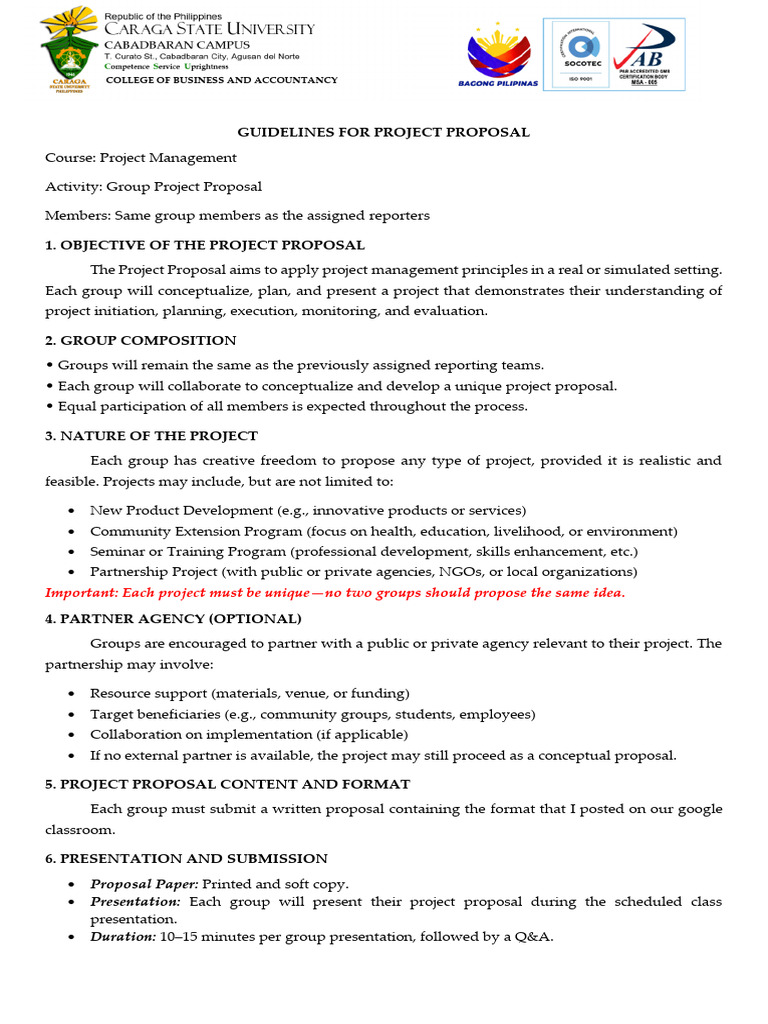 Project Proposal Guidelines for Students | PDF | Project Management ...
