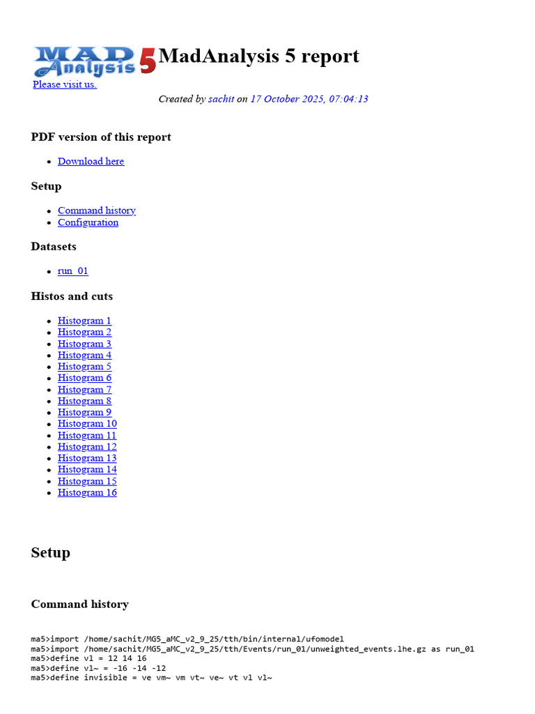 MadAnalysis 5 HTML Report | PDF | Descriptive Statistics