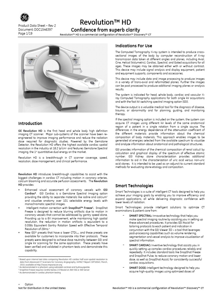 Revolution HD CT Scanner Overview | PDF | Ct Scan | Medical Imaging