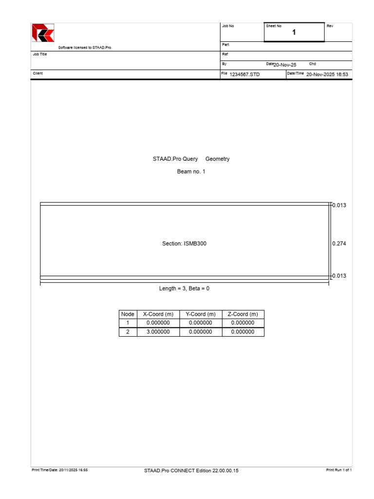 STAAD.Pro Beam Geometry Report | PDF