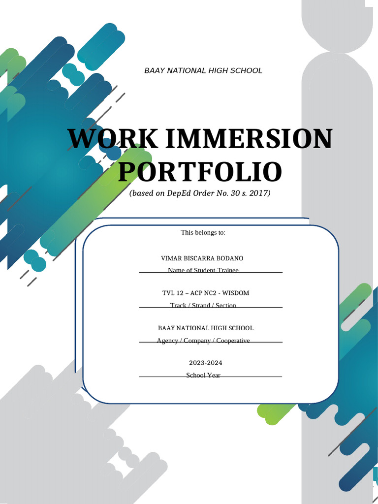 SHS Work Immersion Portfolio Guide | PDF | Plant Nursery | Job Interview