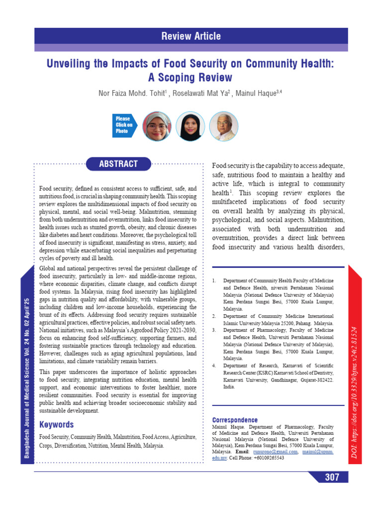 Unveiling The Impacts of Food Security On Community Health: A Scoping ...