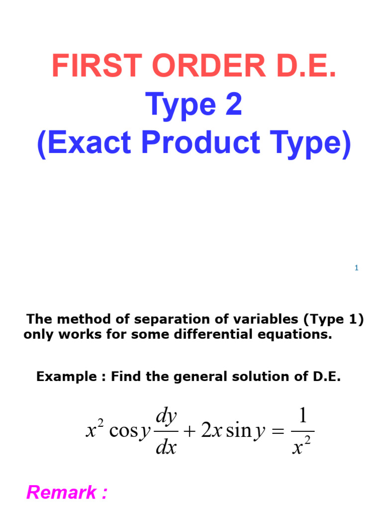 Lesson 2 - 1st Order D.E | PDF | Mathematical Objects | Equations