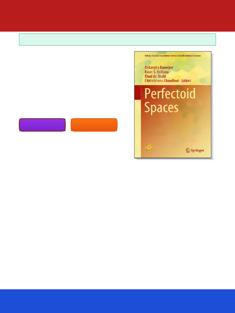Perfectoid Spaces Infosys Science Foundation Series Debargha Banerjee ...