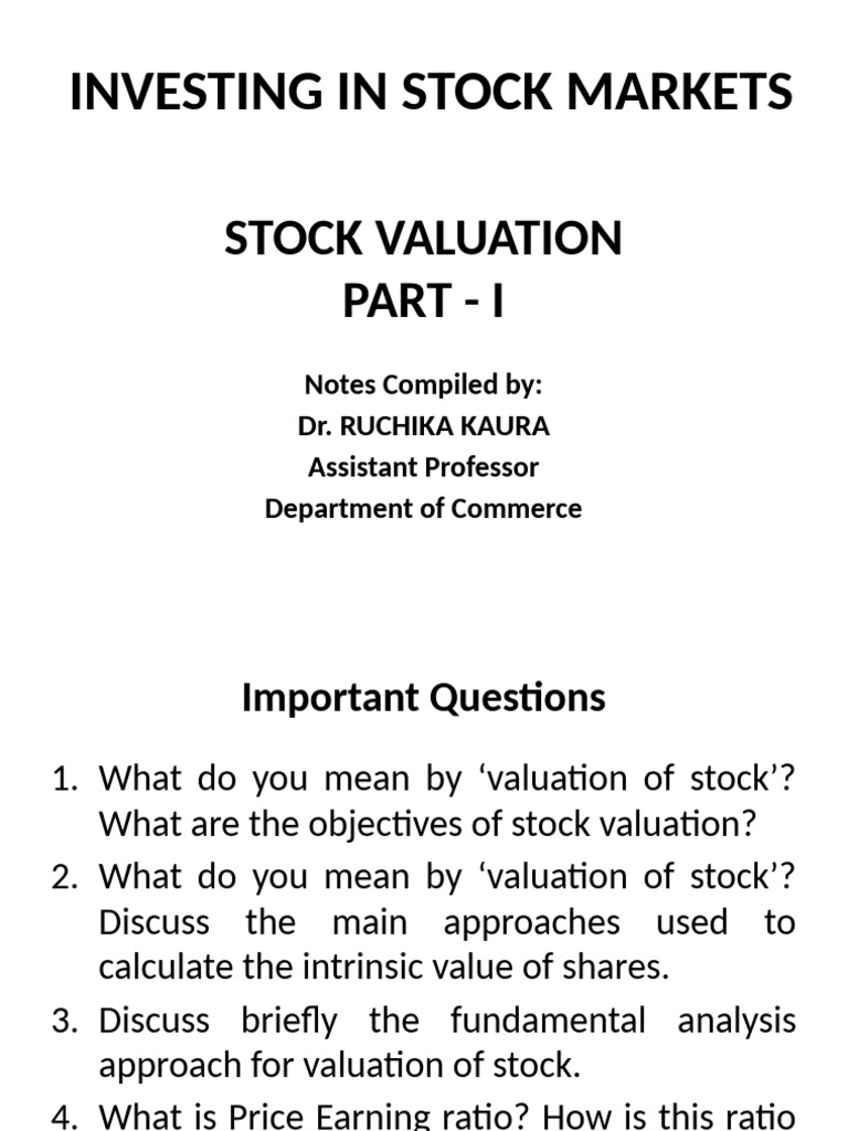 Stock Valuation | PDF | Stock Valuation | Peg Ratio