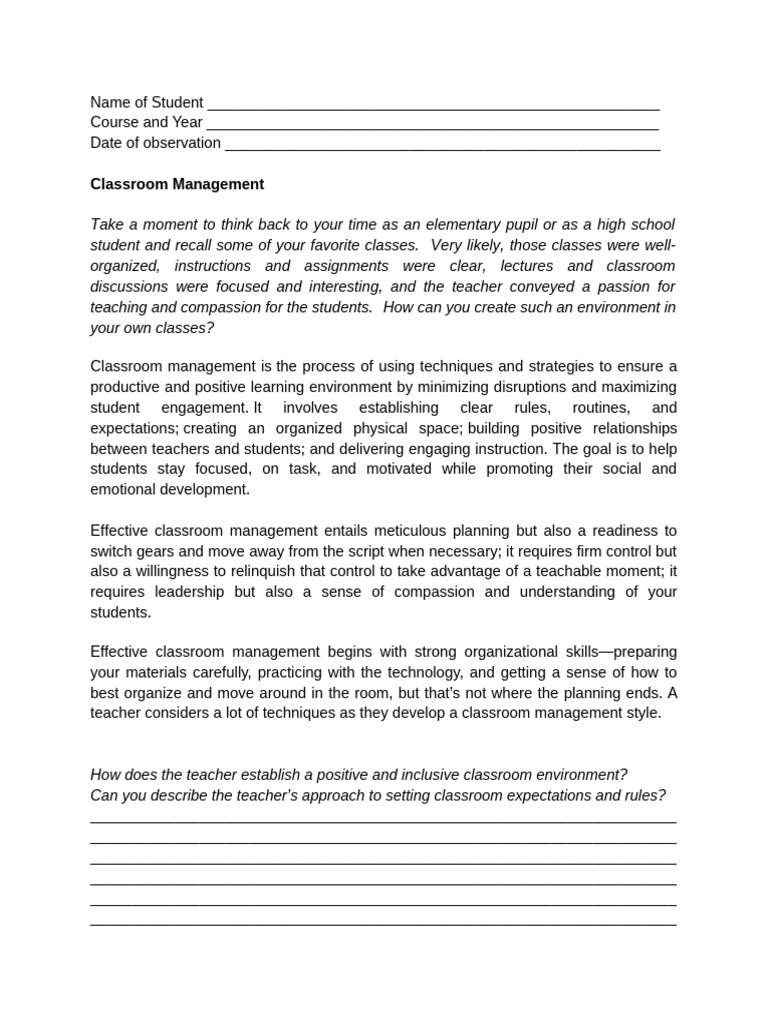 Effective Classroom Management Strategies | PDF | Classroom Management ...