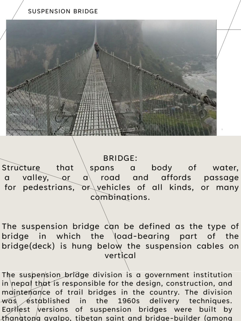Suspension Bridge Final | PDF | Bridge | Transport Infrastructure