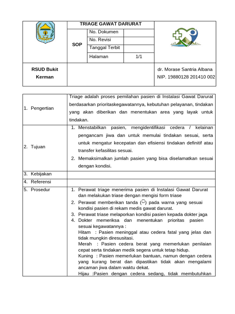 Sop Triase Igd | PDF