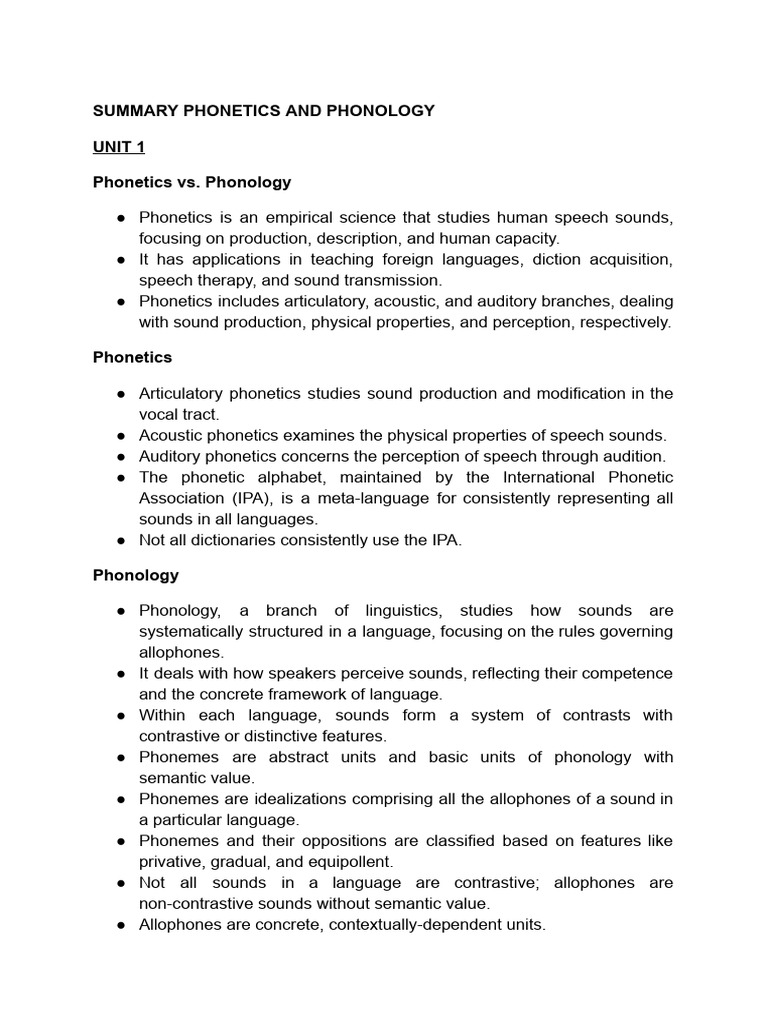 Phonetics and Phonology Overview | PDF | Syllable | Stress (Linguistics)