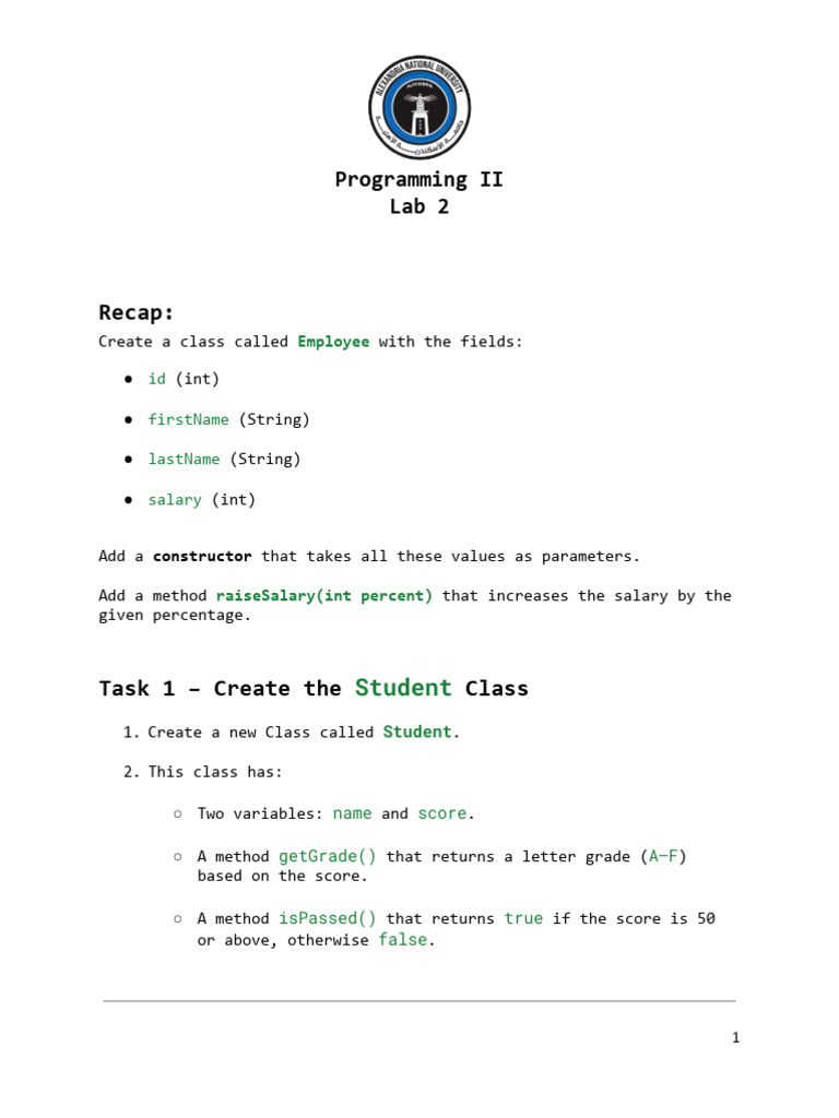 ProgII - Lab 2 | PDF
