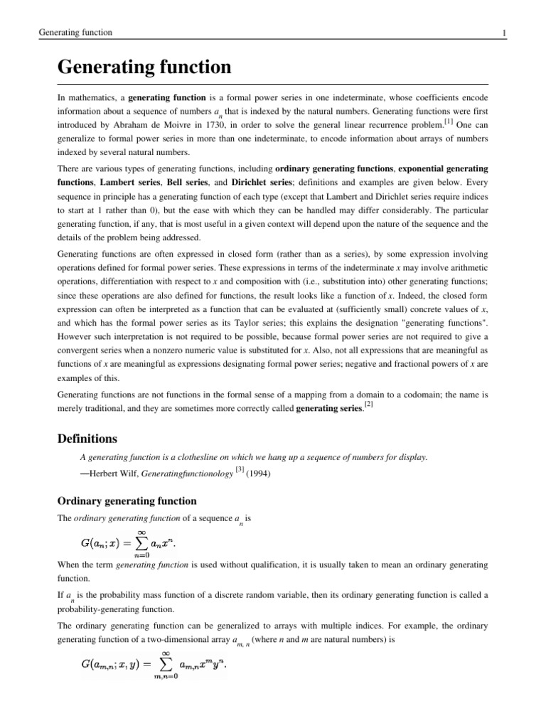 Generating Functions | PDF | Series (Mathematics) | Polynomial
