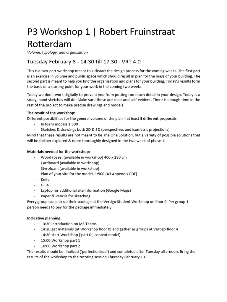 P3 Workshop 1 - Reader + Appendix | PDF