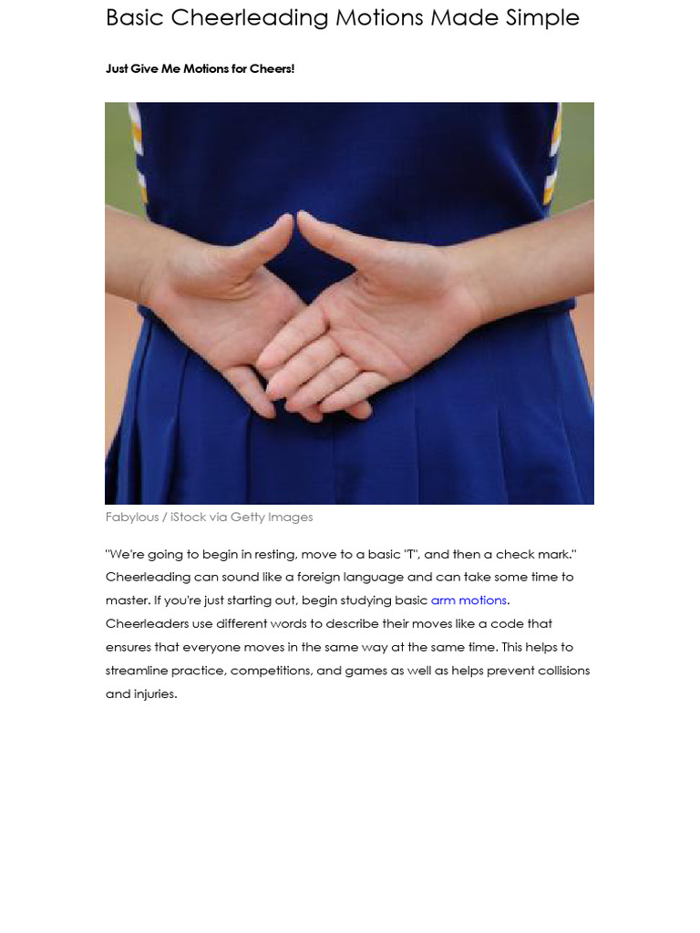 Basic Cheerleading Motions Explained | PDF | Cheerleading