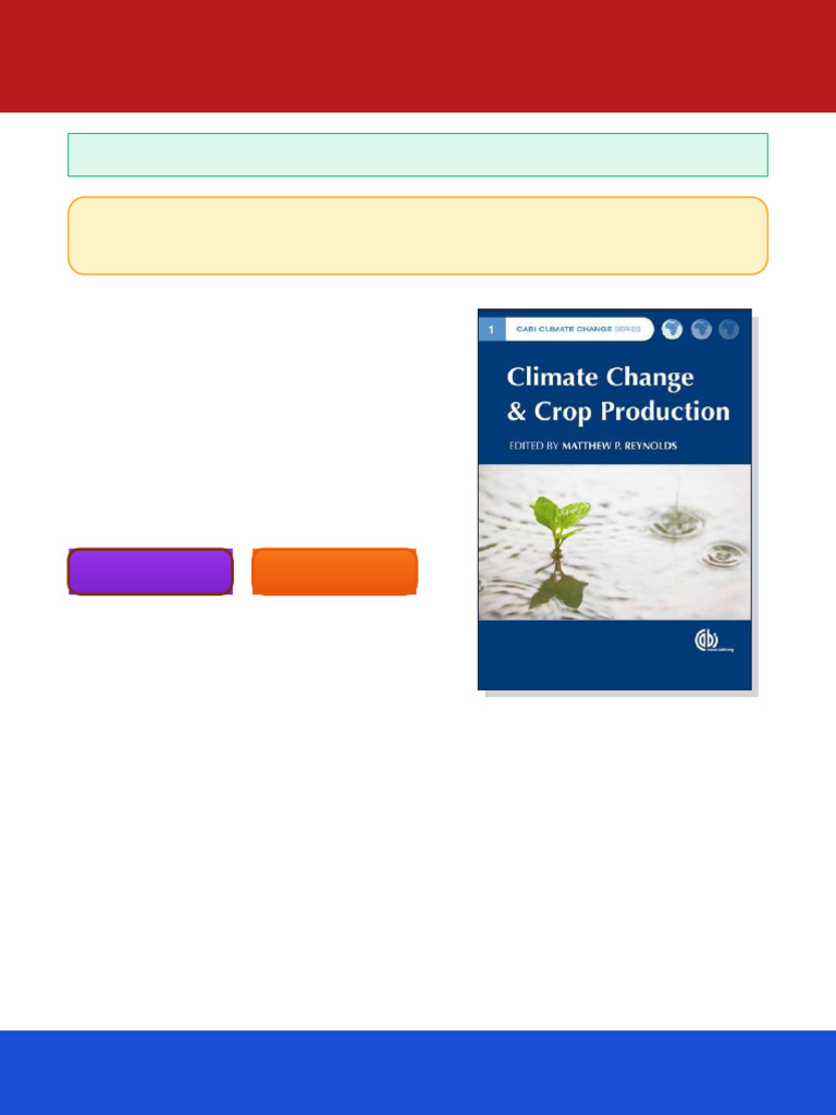 Climate Change and Crop Production CABI Climate Change Series First ...