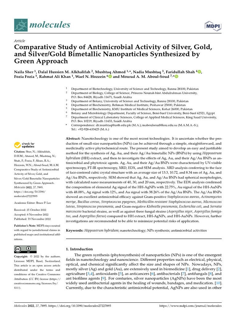 Comparative Study of Antimicrobial Activity of Sil | PDF | Energy ...