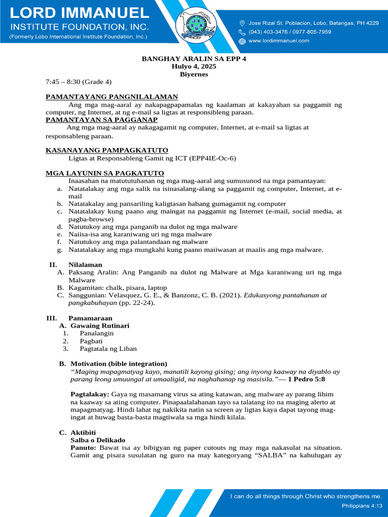 Hulyo 04 - EPP 4 | PDF