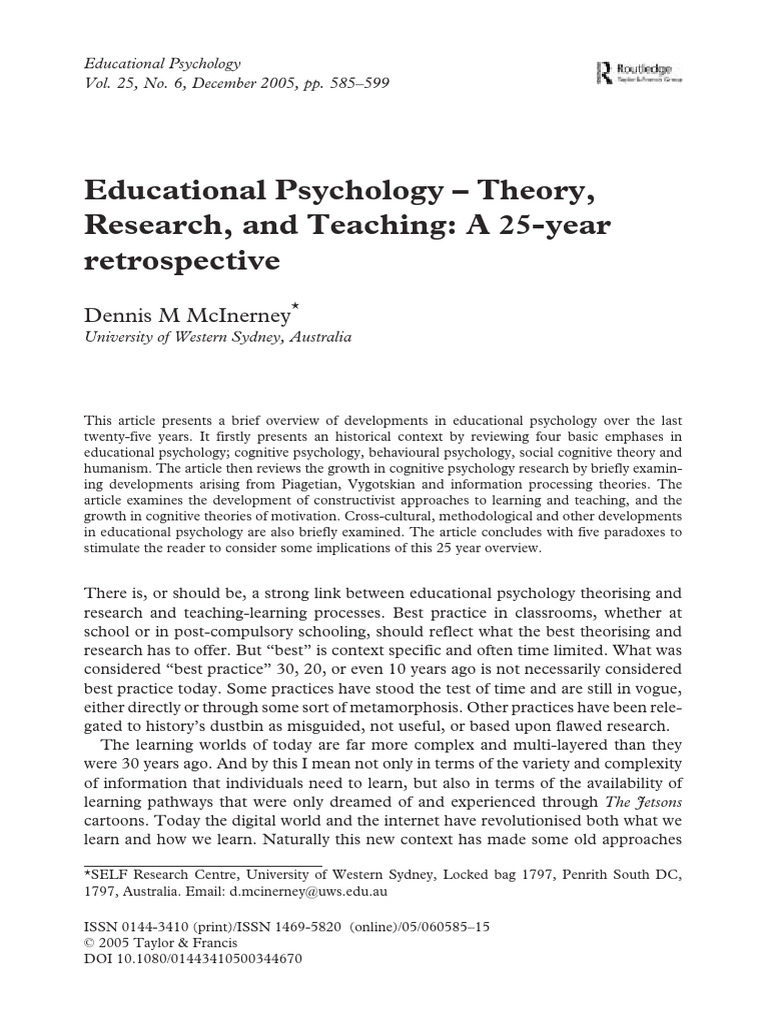 25 Year Retrospective | PDF | Constructivism (Philosophy Of Education ...
