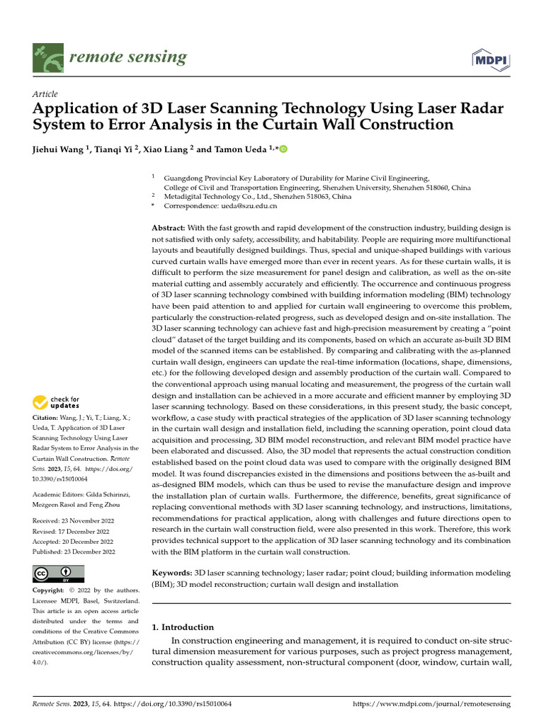 3D Laser Scanning for Curtain Wall Analysis | PDF | Cartesian ...
