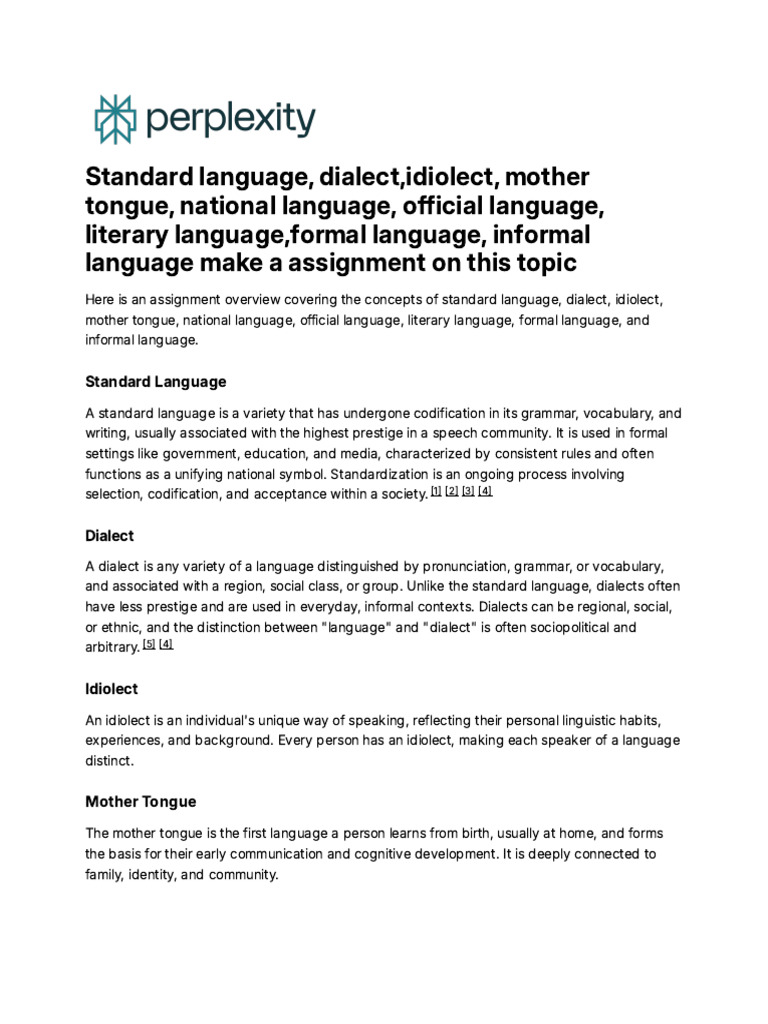 Language Concepts: Definitions & Differences | PDF | Dialect | Grammar