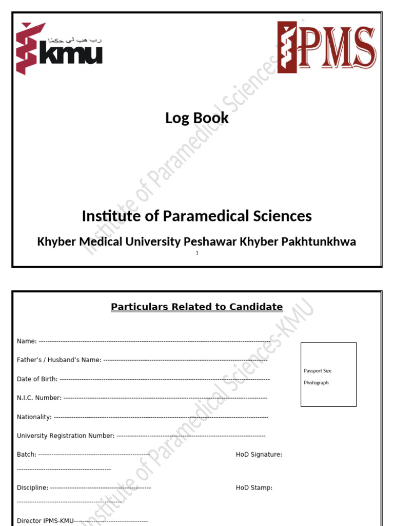 Paramedical Training Log Book Template | PDF