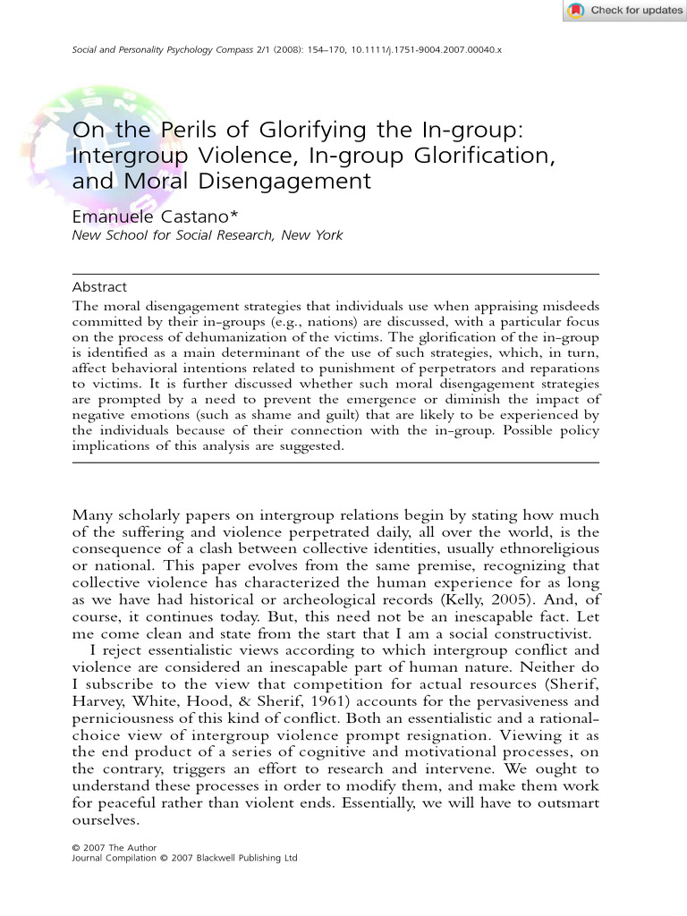 Social Personality Psych - 2007 - Castano - On The Perils of Glorifying ...