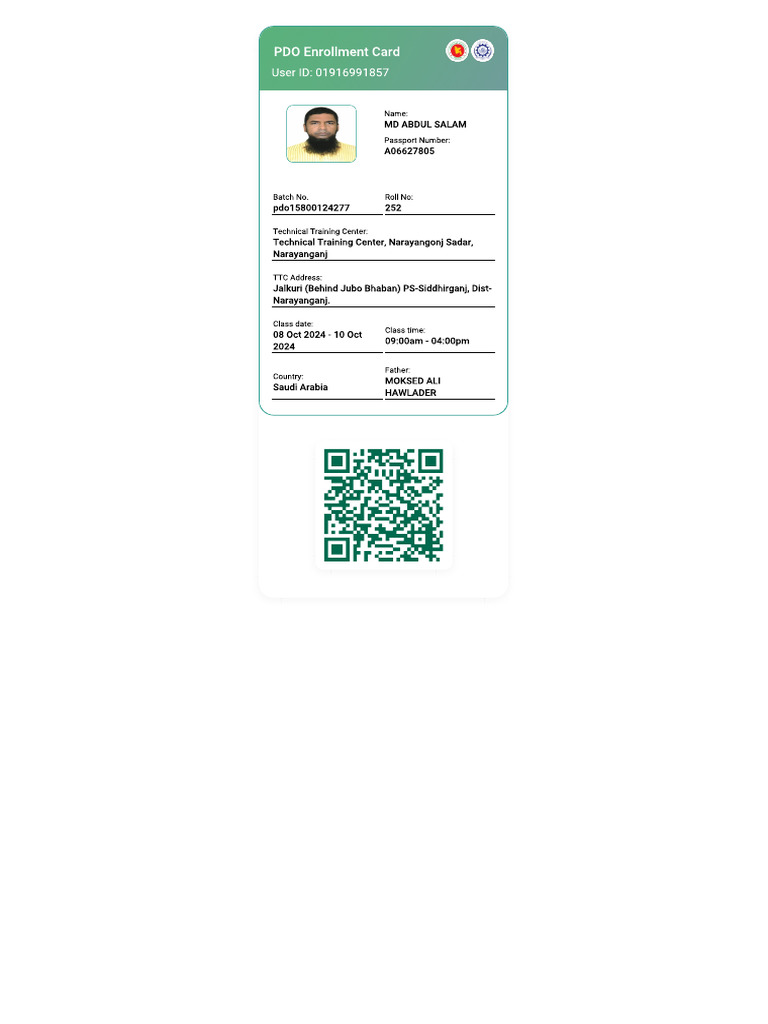 Enrollment Card 3224228 | PDF