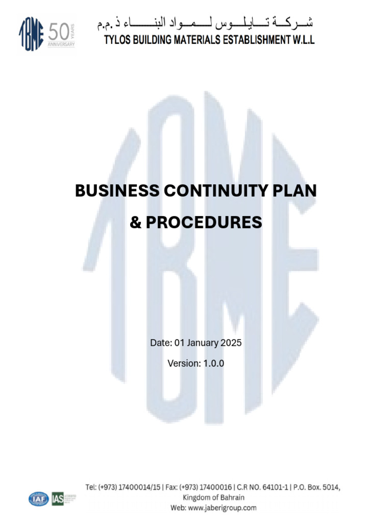 Business Continuity Plan for BAPCO | PDF | Business