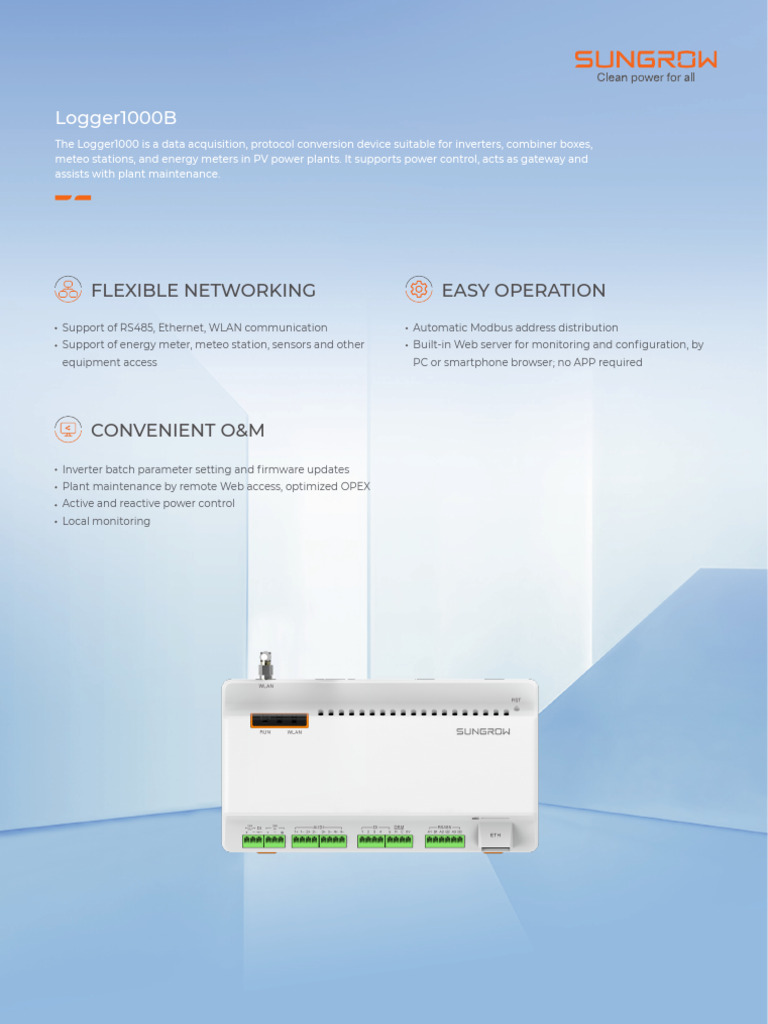 Logger1000B: Smart Data Acquisition Device | PDF | Wi Fi | Computer ...