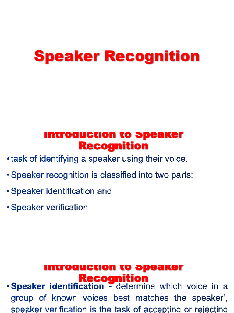 Overview of Speaker Recognition Techniques | PDF