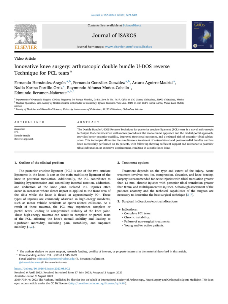 Innovative-Knee-Surgery - Arthroscopic-Double-Bundle PCL Repair | PDF ...