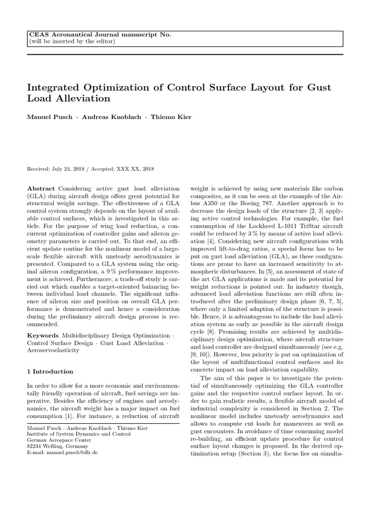 Control Surface Optimization for GLA | PDF | Mathematical Optimization ...