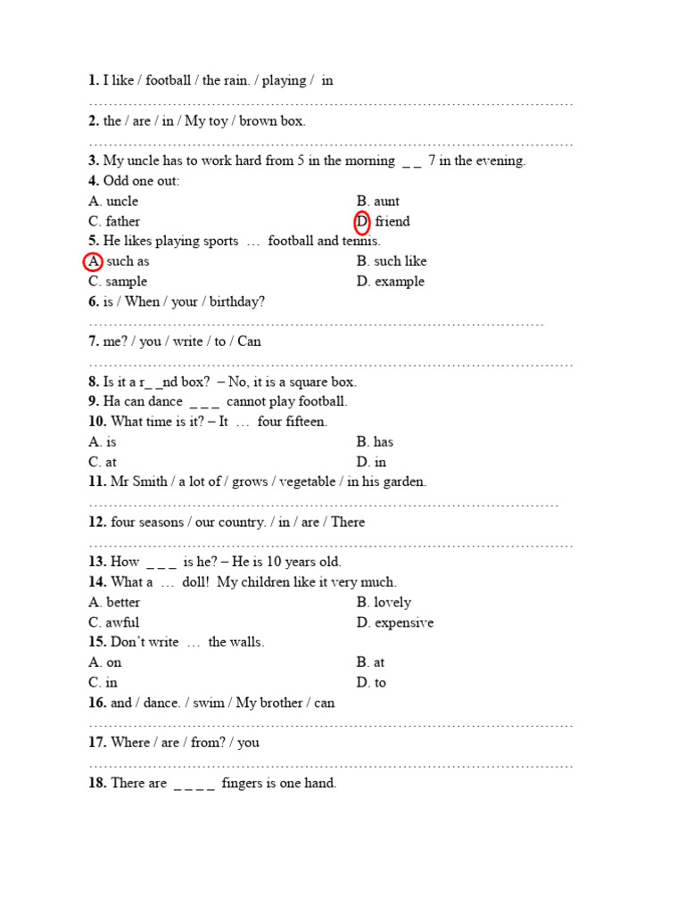 English Language Exercises for Beginners | PDF